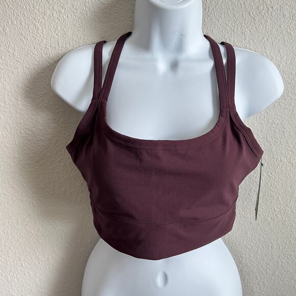 New Fabletics Principal Longline Medium Impact Sport Bra Women's M Dark Red Pad - Picture 1 of 4